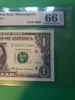 Beautiful Low Run 1999 Minneapolis $1 FW Note - Image 1 of 3