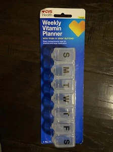NEW CVS Weekly Vitamin Pill Planner Large Push Button Locking - Picture 1 of 2