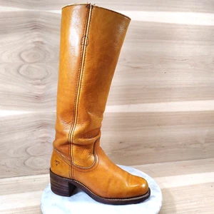 Vintage 80er Frye Campus Damenstiefel 8 orange Sonnenaufgang Western runde Spitze Ofenrohr - Bild 1 von 12
