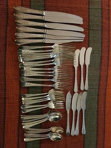 Birks London Engraved Pattern Sterling Silver Flatware 41 Set 1347 Grams +Knifes - Picture 1 of 3