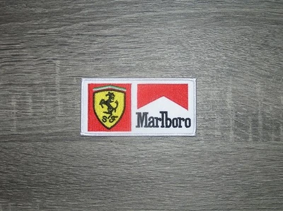 Marlboro Ferrari F1 Racing Retro Vintage Style Embroidered Iron-On Patch 4" x 2"