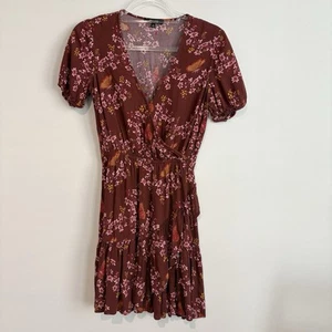 Madewell Ruffle-Wrap Dress in Windowbox Floral red size 00 - Picture 1 of 4