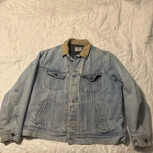 Vintage Lee Jacke Herren Xl Jeansdecke gefüttert Flanell Trucker Cord Kragen - Bild 1 von 15