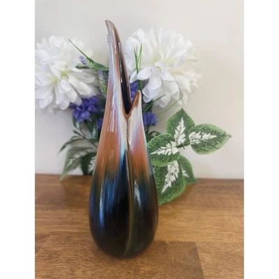 Vintage CCC Canada Drip Glaze Vase Brown Blue Green Mid Century Modern Pottery - Image 1 of 4