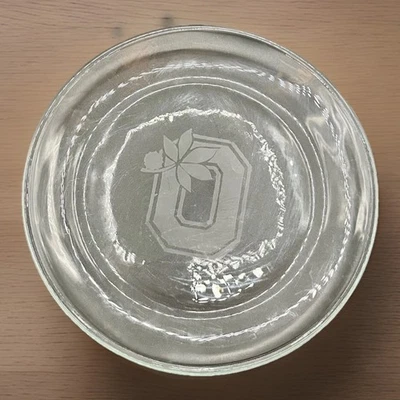 Set Of Collectible Ohio State University Etched Glass Plates Buckeye Logo - Image 1 of 2
