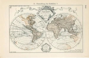 Mapa Antiguo MUNDO EN 1700 PLANIGLOBOS HEMISFERIOS ORIENTALES Y OCCIDENTALES de 1920 - Imagen 1 de 1