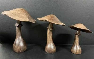 CARVED WOOD PAPER MACHE MOLD/SCULPTURE OF SET OF MUSHROOM - Image 1 of 4