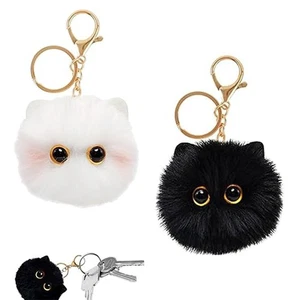 YREYBN 2 PCS Cat Keyring, Fluffy Keyring, Cute Plush Cat Key Chain, For Cat - Picture 1 of 7