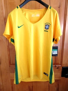 NIKE CBF BRASIL SOCCER JERSEY SIZE XL AUTHENTIC 2016 NWT DRI-FIT YELLOW GREEN ST - Picture 1 of 12