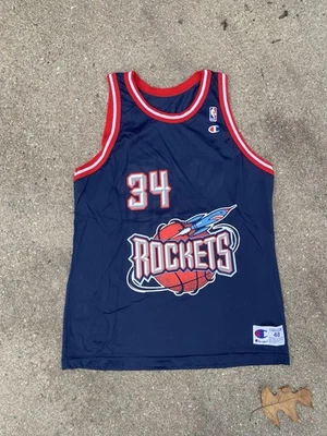 Vintage 90s Houston Rockets Hakeem Olajuwon Champion Jersey XL Size 48 - Image 1 of 4