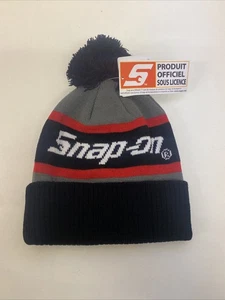 Snap On Tools Bommelmütze schwarz grau rot Beanie Bommel Wollmütze Weihnachten neu Etikett - Bild 1 von 9