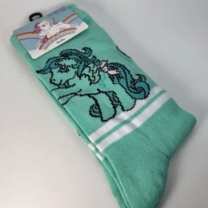 My Little Pony Teal Novelty Crew Socks Hasbro Retro Women's Girl's size 6-12 NWT - Picture 1 of 6