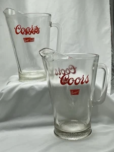 Jarra de vidrio pesado transparente Coors Banquete Cerveza años 70 logotipo (juego de 2) - Imagen 1 de 9