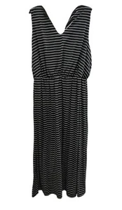 Faded Glory Black and White Striped Sleeveless Maxi Dress- Plus Size 3X(22-24W) - Picture 1 of 2