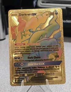 Pokémon Darkrai GX 180hp Gold Foil Fan Art Collector Card TCG Rainbow - Picture 1 of 2