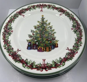 4 CHRISTOPHER RADKO Traditions Holiday Celebrations Dinner Plates Christmas Tree - Picture 1 of 9