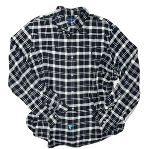 Ralph Lauren Black & Cream Plaid Performance Flannel Shirt XL - Picture 1 of 12