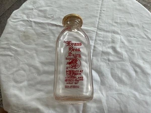 Vintage Evans Bros Dairy Milk Bottle Cumberland RI Embossed Glass 1 Qt - Picture 1 of 3