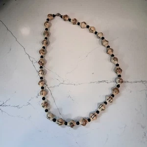 Collar de cuentas de porcelana asiática china pintado a mano vintage 22 pulgadas - Imagen 1 de 6
