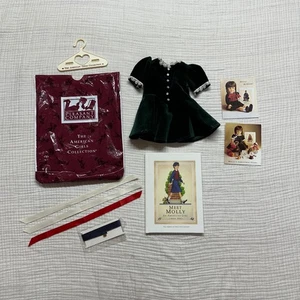 De colección Años 90 Pleasant Company American Girl Molly Lote Vestido Evergreen Cintas Libro - Imagen 1 de 14