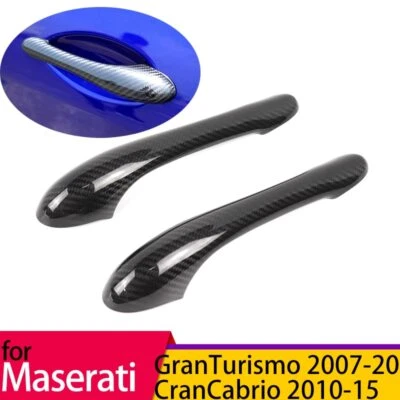 2x Cubiertas de manija de puerta de fibra de carbono real molduras para Maserati GranTurismo GranCabrio Foto 1 de 4