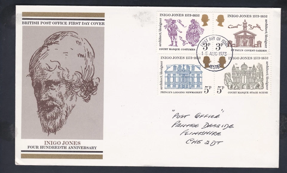 1973 UNITED KINGDOM 400th ANNIV. INIGO JONES DECIMAL STAMP FIRST DAY COVER #22 - Image 1 of 1