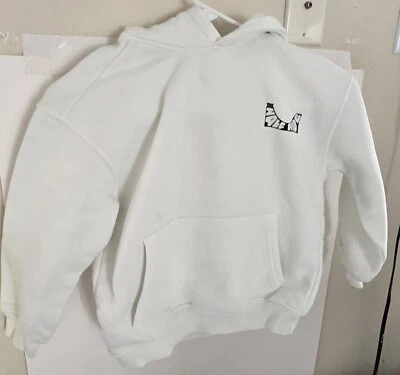 Zara Niños Blanco Sudadera Con Capucha Tema Skateboard En la Parte Frontal Talla 7 Foto 1 de 4