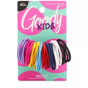Kids Ouchless Elastic Hair Ties - 40 Ct, Assorted Colors, 2MM Rubber Bands for H - Picture 1 of 12
