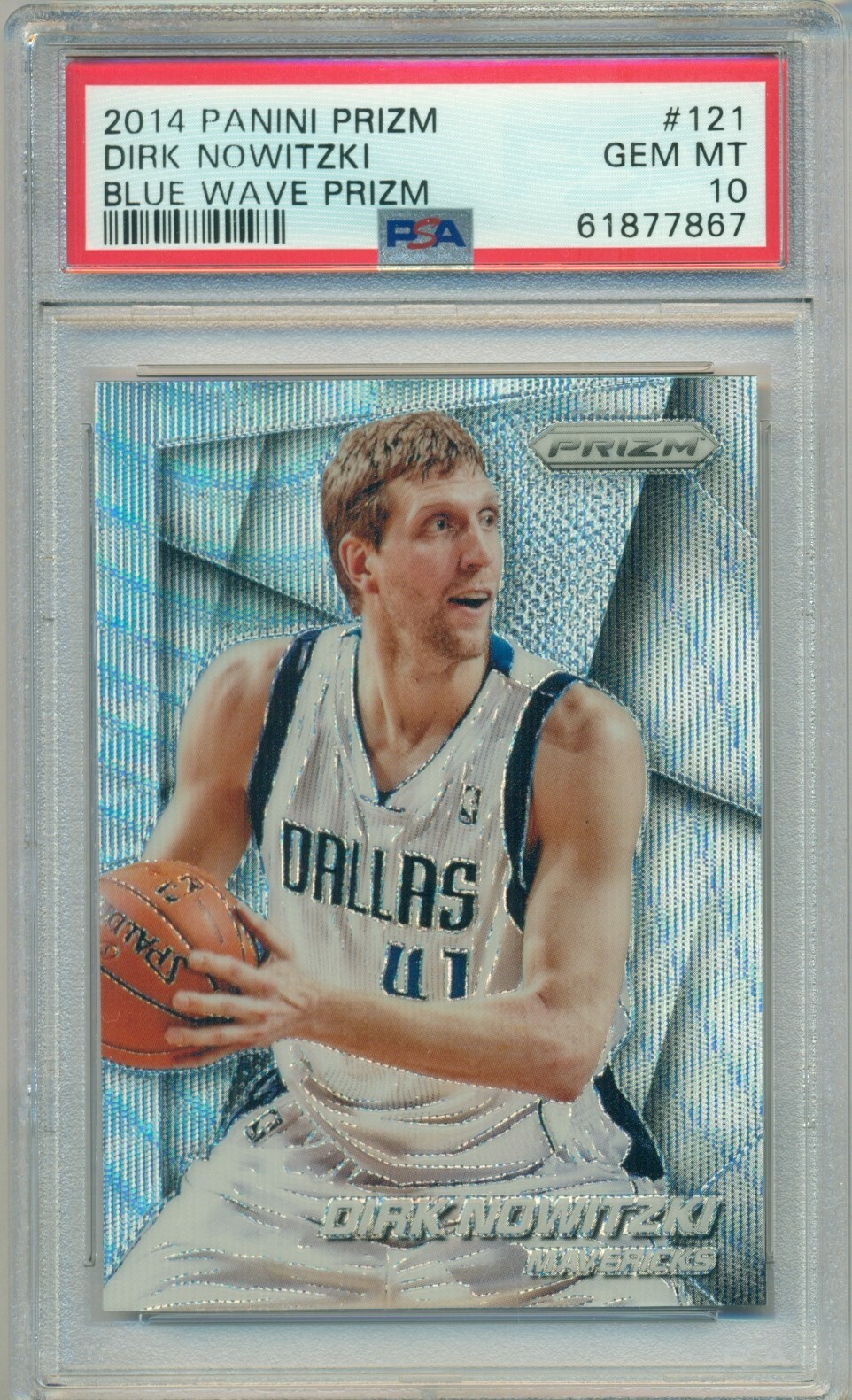 2014-15 PANINI PRIZM BLUE WAVE PRIZM DIRK NOWITZKI #121 PSA 10