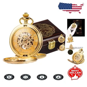 17 Jewel Mechanical Pocket Watch with Elegant Gift Box - Perfect for Collectors - Picture 1 of 8