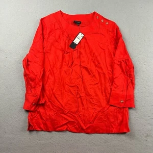 Talbots Shirt Womens 6 Red Shoulder Buttons Long Sleeves Tunic Top Blouse NWT - Picture 1 of 10