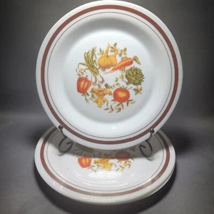 3x Dinner Plates Arcopal 9.25" Pyrex Glass vegetables 1980 Vintage - Picture 1 of 9