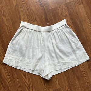 Vince Shorts Women's Size Small White Linen Blend Paper Bag Pull On W Pockets
