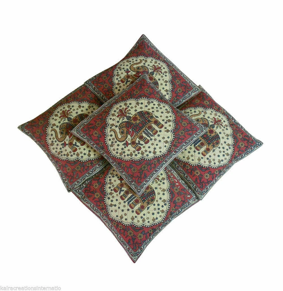 Cushion Cover 5 pcs Indian Quilted Home Decor Cotton Pillow Case 16" - Image 1 of 4