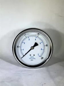 10 PACK LIQUID FILLED PRESSURE GAUGE 0-100 PSI, 4" FACE, 1/4" BACK MOUNT - Picture 1 of 2
