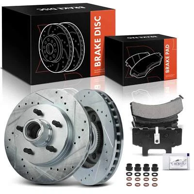 Rotores de freno perforados y pastillas de freno de cerámica para Chevrolet C1500 95-99 GMC delantero Foto 1 de 4