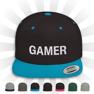 Gamer Cap Hat Flat Bill Snapback Trucker With Embroidery on Front Gamers Gift - Picture 1 of 46