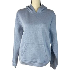 Karen Scott Sport Medium Fleece Hooded Sweatshirt Hoodie Long Sleeve Light Blue - Picture 1 of 8