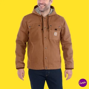 CARHARTT Men's Utility Jacket, Washed Duck Sherpa-Lined, Carhartt Brown, UK L - Picture 1 of 6