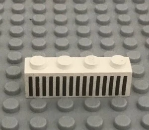 LEGO White Brick 1x4 with Black Grille with 15 Vertical Lines - Picture 1 of 1