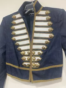 Dsquared2 Cropped Denim Military Marching Band Jacket Gold Buttons Sz 42 XS/S - Picture 1 of 8