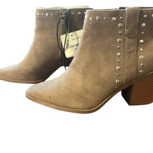 a.n.a Tan Ankle Booties with Studded Design - Picture 1 of 8