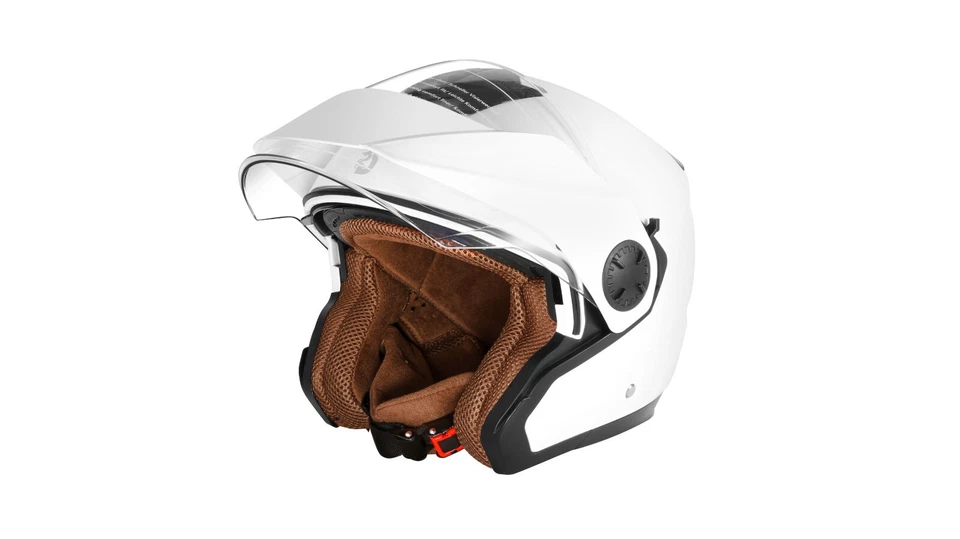 Jethelm Halbschalenhelm mit Doppelvisier Vespa Moped Mofa Scooter Motorrad Weiß - Bild 1 von 4