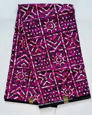 African Fabric/ Ankara - Magenta, Red, Black 'Bola Code', YARD or WHOLESALE