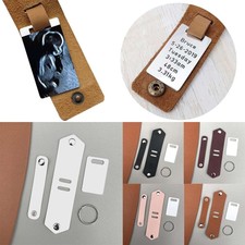 Ring Photo Keychain Leather Cover Thermal Transfer Picture Card DIY Key Chain