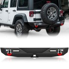 With 2'' Hitch Receiver Rear Bumper For 2007-2018 Jeep Wrangler JK JKU Unlimited