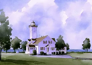 Stony Point Lighthouse, Henderson Bay, Lake Ontario NY. James Mann Art Prints - Picture 1 of 2