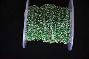 2mm green beads grapes dangle chain,Bulk beaded jewelry making Rosary chain - Picture 1 of 7