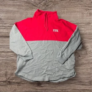 Victorias Secret rosa donna quarto di zip pullover felpa con cappuccio S rosso e grigio - Foto 1 di 5