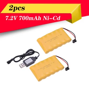 2pcs 7.2V 700mAh Ni-Cd AA Battery Pack Rechargeable For RC Car Toys SM-2P Plug - Picture 1 of 10